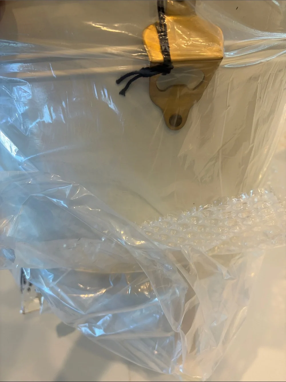 NWT Hearth & Hand off white Beverage Tub with orange Handles and Bottle Opener